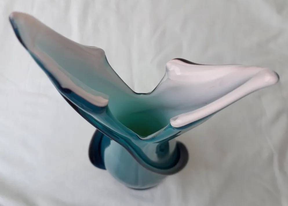 Vase bleu en verre de Murano Fratelli Toso