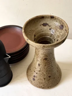 Vase bougeoir en gres pyrité, Alain Blanchard 1970