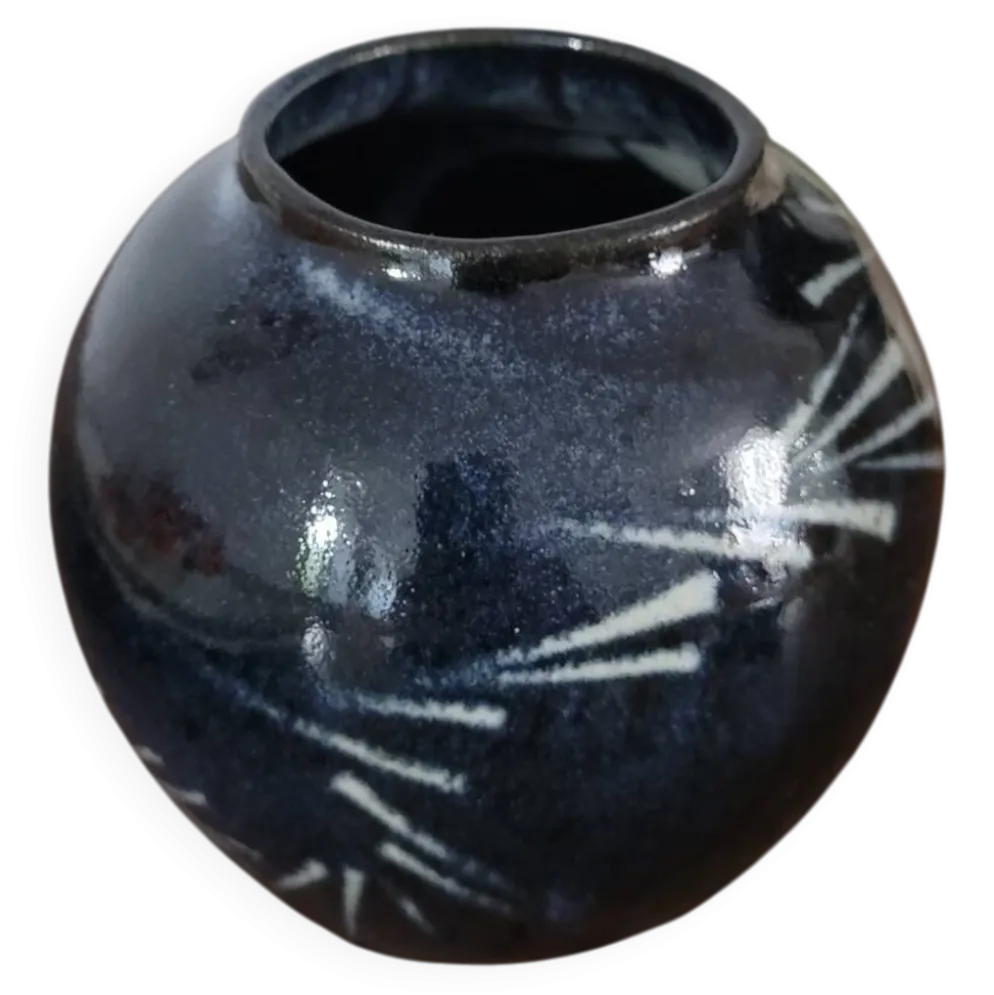 Vase boule en grès vernissé