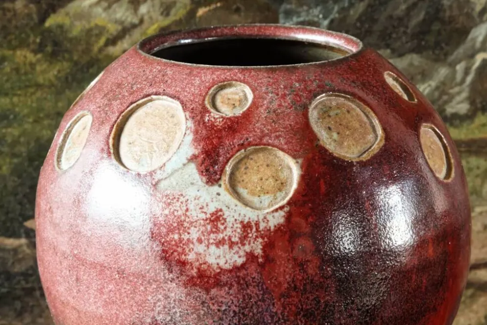 Vase boule scandinave en grés émaillé