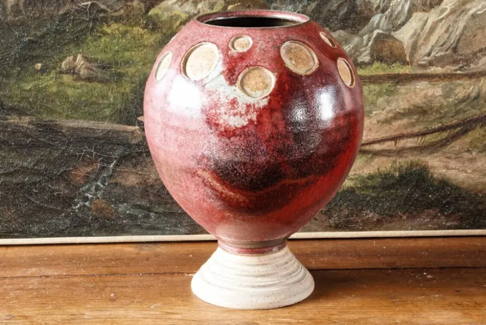 Vase boule scandinave en grés émaillé