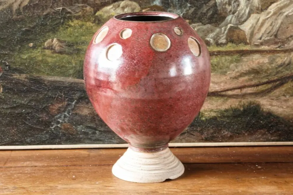 Vase boule scandinave en grés émaillé