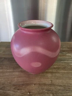 Vase boule West Germany 650-21 scheurich Rose poudré vintage 70s