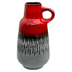 Vase Carstens Tönnieshof 1532-34 en céramique fat lava rouge et gris – années 60
