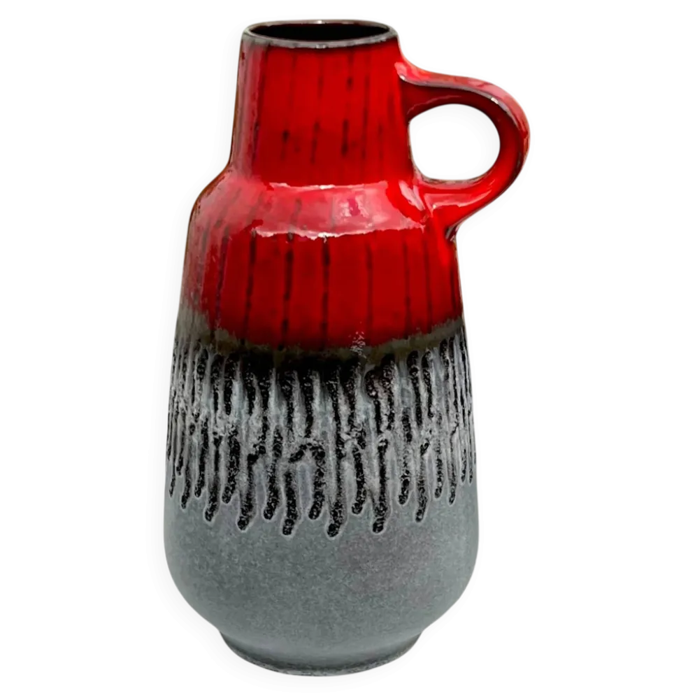 Vase Carstens Tönnieshof 1532-34 en céramique fat lava rouge et gris – années 60
