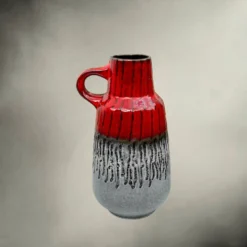 Vase Carstens Tönnieshof 1532-34 en céramique fat lava rouge et gris – années 60