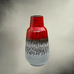 Vase Carstens Tönnieshof 1532-34 en céramique fat lava rouge et gris – années 60