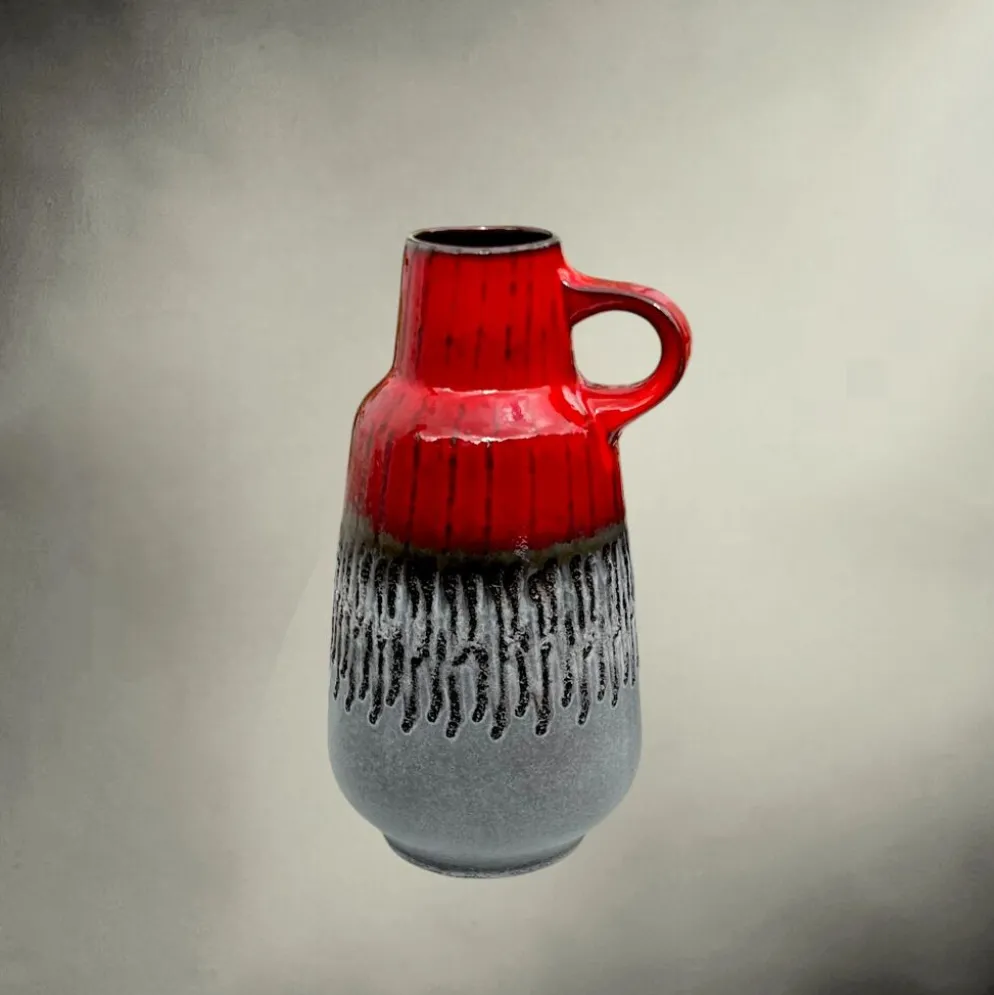 Vase Carstens Tönnieshof 1532-34 en céramique fat lava rouge et gris – années 60