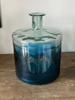 Vase Dame Jeanne verre bleu grande taille H45cm
