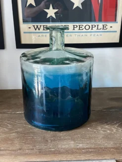 Vase Dame Jeanne verre bleu grande taille H45cm