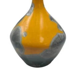 Vase en céramique vintage en français signé glaçage cristallin 19 cm