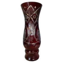 Vase en cristal, taillé de bohème, 1950, h= 29 cm.