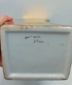Vase en porcelaine d'art fait main signé J. Rozio – Décor Oiseau de Paradis