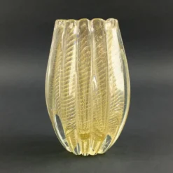 Vase en verre de Murano Cordonato D'Oro de Barovier & Toso, Italie, années 1950/1960.