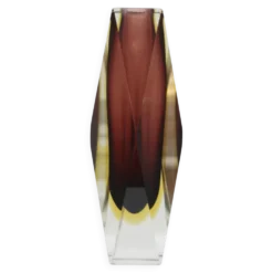 Vase en verre de Murano marron et jaune de style mid-century moderne 1960