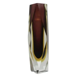 Vase en verre de Murano marron et jaune de style mid-century moderne 1960
