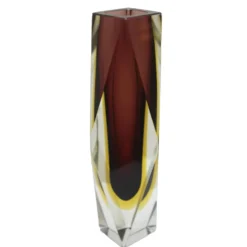 Vase en verre de Murano marron et jaune de style mid-century moderne 1960