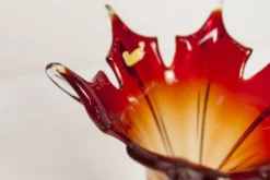 Vase en verre de Murano par Fratelli Toso signé Murano orange et rouge