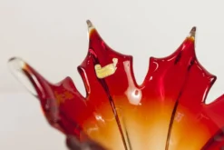 Vase en verre de Murano par Fratelli Toso signé Murano orange et rouge
