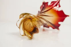 Vase en verre de Murano par Fratelli Toso signé Murano orange et rouge