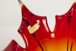 Vase en verre de Murano par Fratelli Toso signé Murano orange et rouge