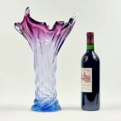 Vase en verre de Murano tordu XL de style mid-century de Fratelli Toso, Italie, années 1960.