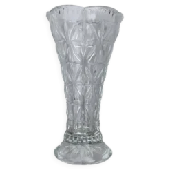 Vase en verre moulé vintage années 60-70, décor géométrique