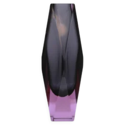 Vase en verre Murano jaune et brun de style mid-century moderne 1960, prêt à expédier.
