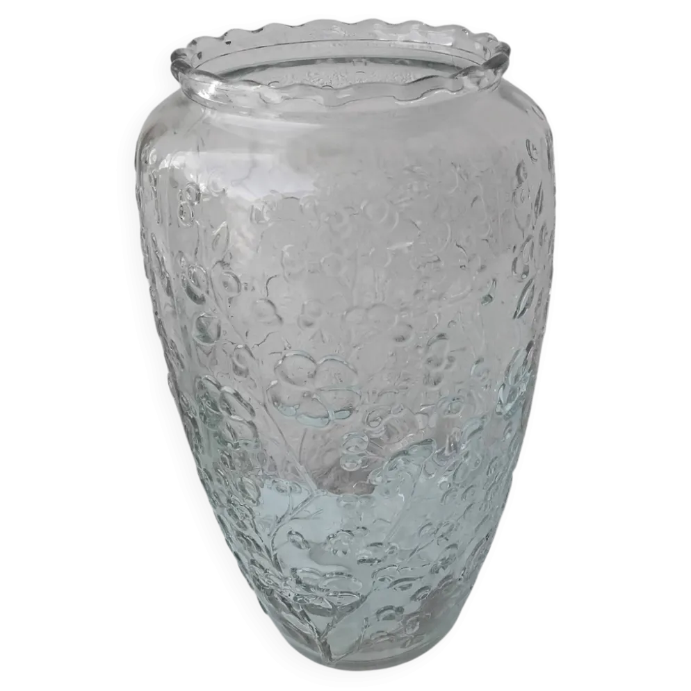 Vase en verre pressé moulé
