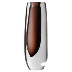 Vase en verre Sommerso de Vicke Lindstrand en clair et marron, années 1960, signé.