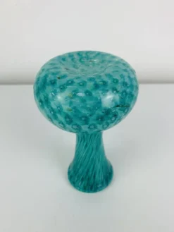 Vase en verre soufflé vert/bleu vintage