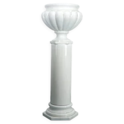 Vase et colonne surdimensionnés en céramique blanche de Tommaso Barbi, Italie 1970