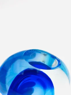 Vase Murano Luigi Onesto Oball Sommerso Bleu 26.5cm 2.13kg Signé