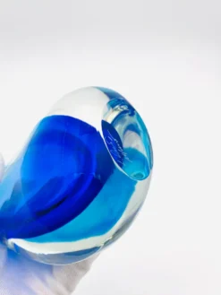 Vase Murano Luigi Onesto Oball Sommerso Bleu 26.5cm 2.13kg Signé