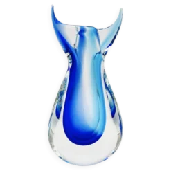 Vase Murano Luigi Onesto Oball Sommerso Bleu 26.5cm 2.13kg Signé