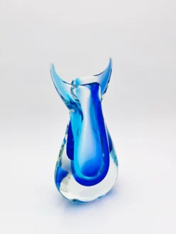 Vase Murano Luigi Onesto Oball Sommerso Bleu 26.5cm 2.13kg Signé