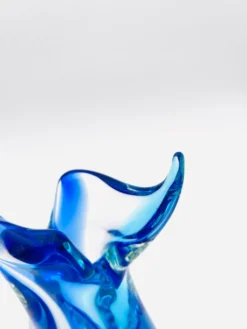 Vase Murano Luigi Onesto Oball Sommerso Bleu 26.5cm 2.13kg Signé