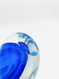Vase Murano Luigi Onesto Oball Sommerso Bleu 26.5cm 2.13kg Signé