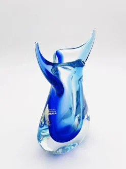 Vase Murano Luigi Onesto Oball Sommerso Bleu 26.5cm 2.13kg Signé