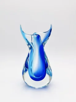 Vase Murano Luigi Onesto Oball Sommerso Bleu 26.5cm 2.13kg Signé