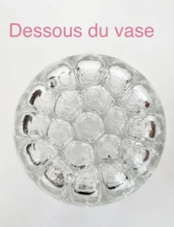 Vase pique-fleurs, support métal années 80