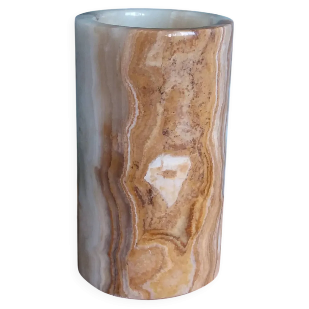 Vase pot à pinceaux et crayons en marbre ou onyx