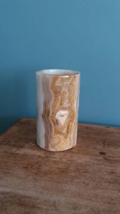 Vase pot à pinceaux et crayons en marbre ou onyx