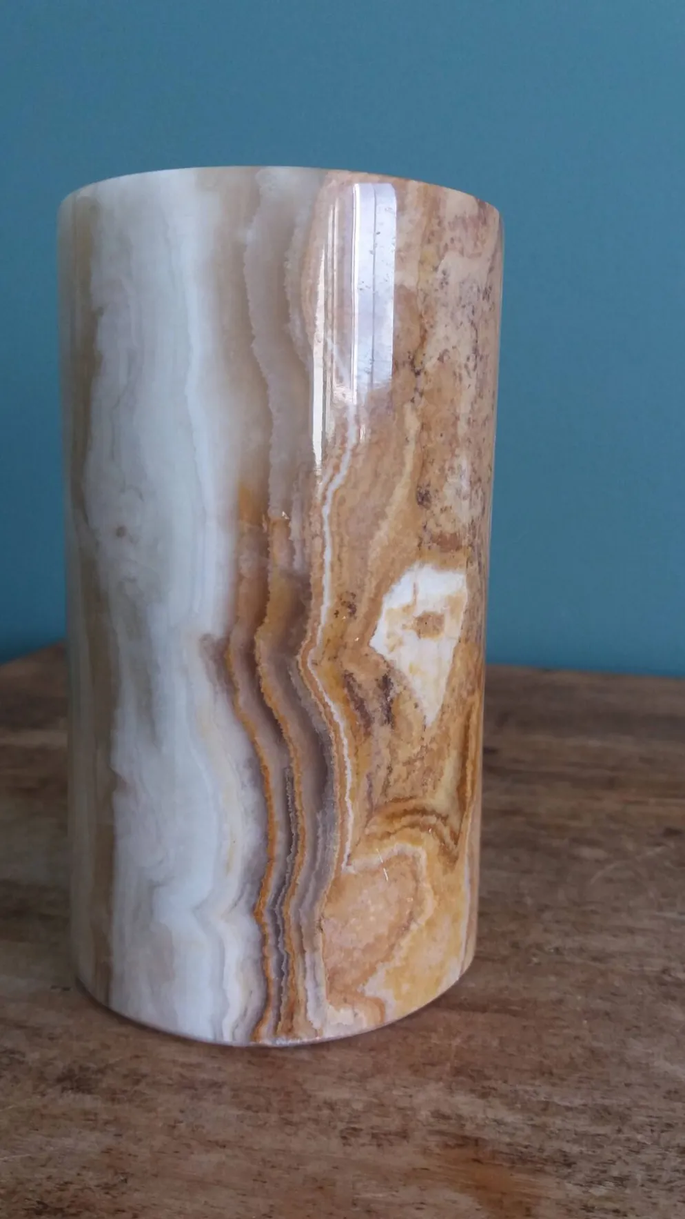 Vase pot à pinceaux et crayons en marbre ou onyx