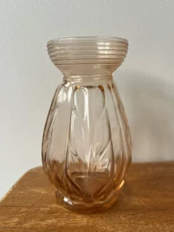 Vase pour bulbes verre rosé art déco