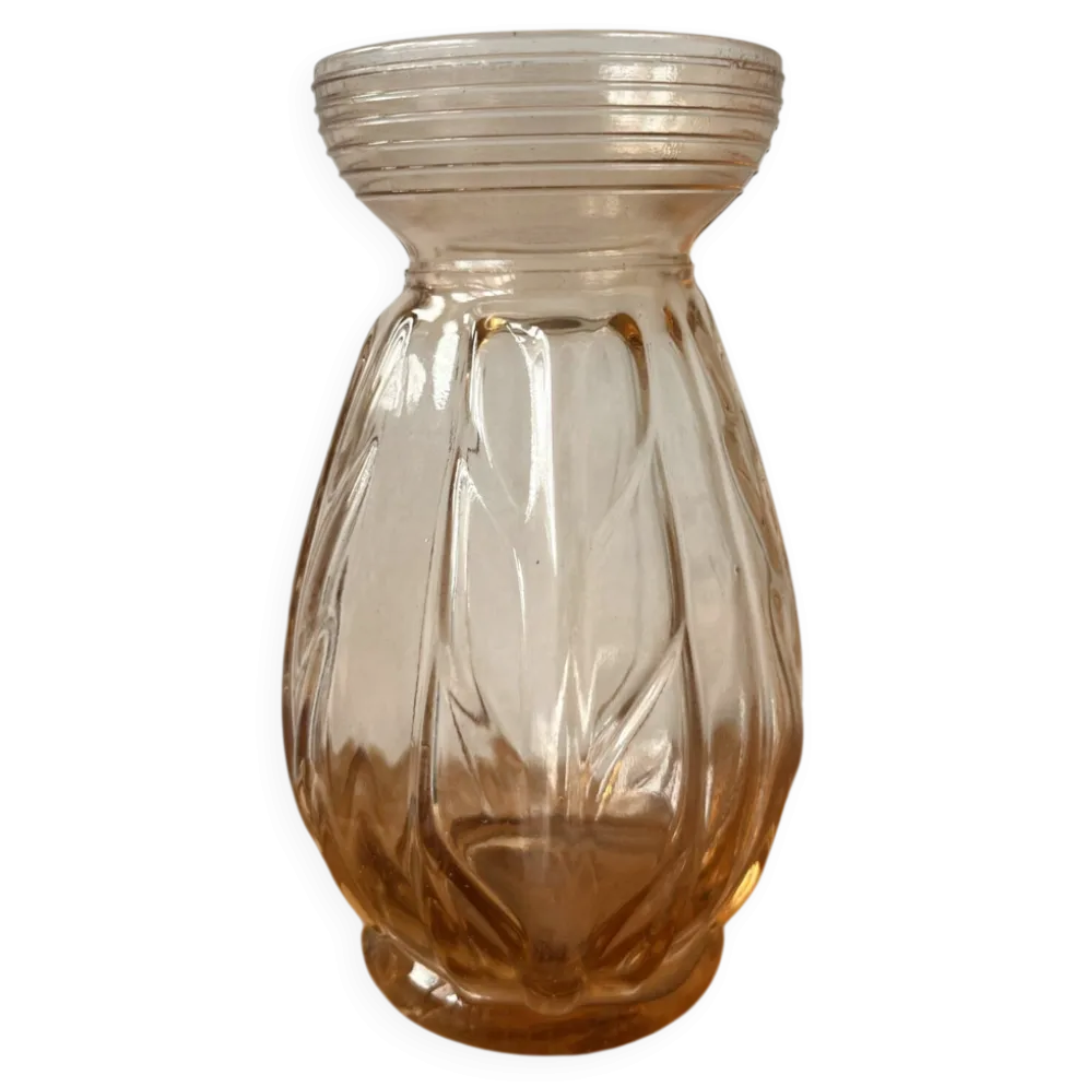 Vase pour bulbes verre rosé art déco