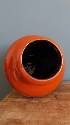 Vase Scheurich Keramik West Germany vermillon rouille chocolat et crème