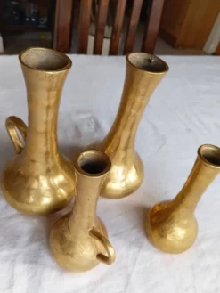 Vases solifleur en laiton brutaliste italien des années 50 – Ensemble de 4