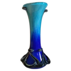 Vase style Art-Nouveau en verrerie de Biot par J.M. OPERTO - mid. XXe