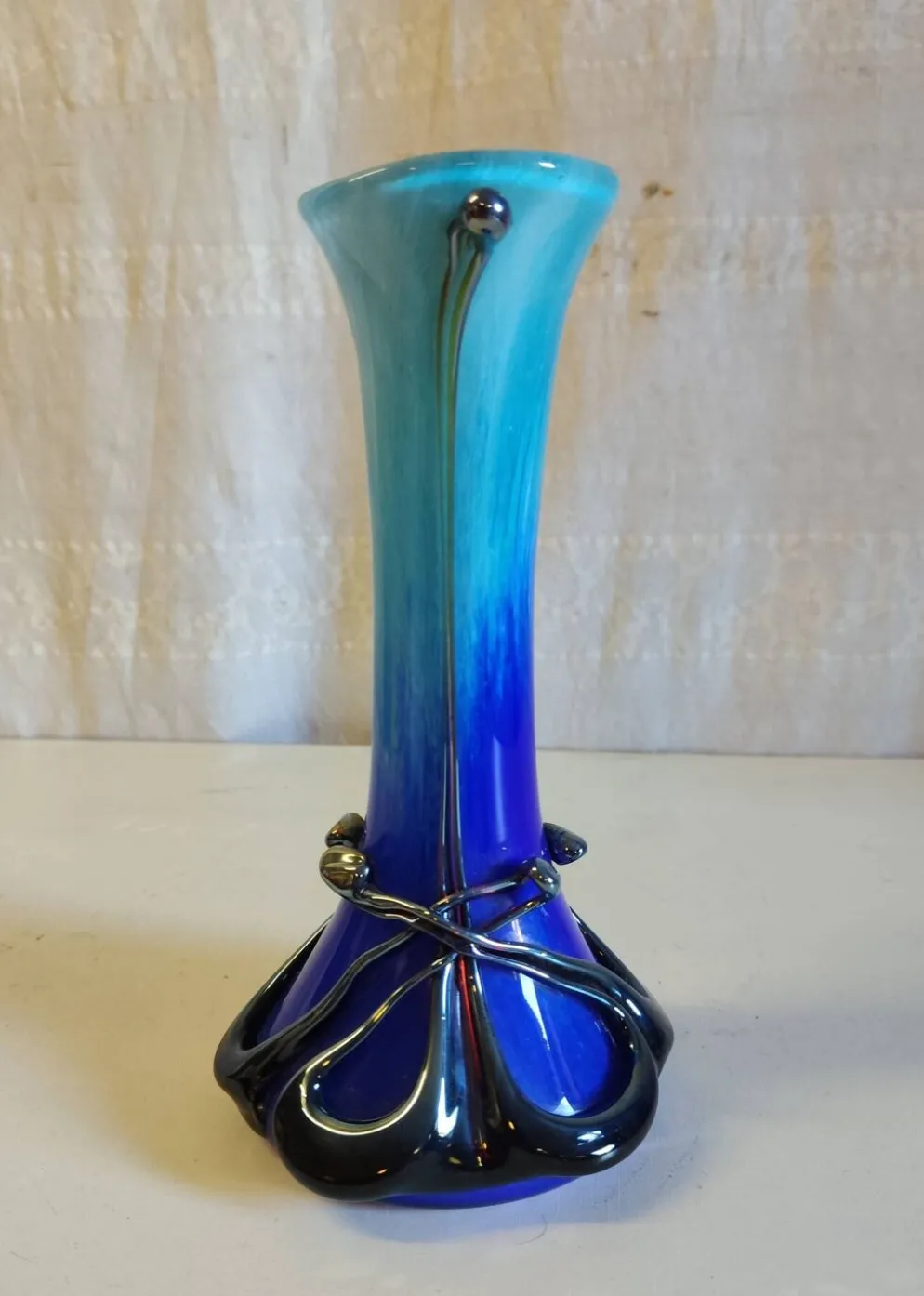 Vase style Art-Nouveau en verrerie de Biot par J.M. OPERTO - mid. XXe